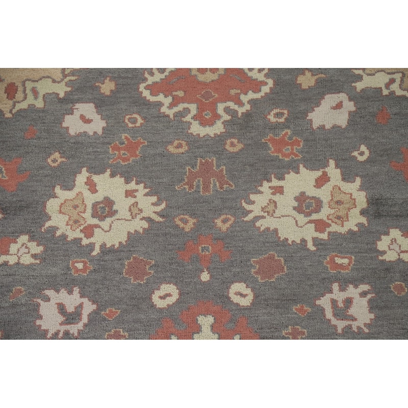 Gray Floral Oushak Oriental Area Rug Handmade Wool Carpet - 9'2"x 11'9"
