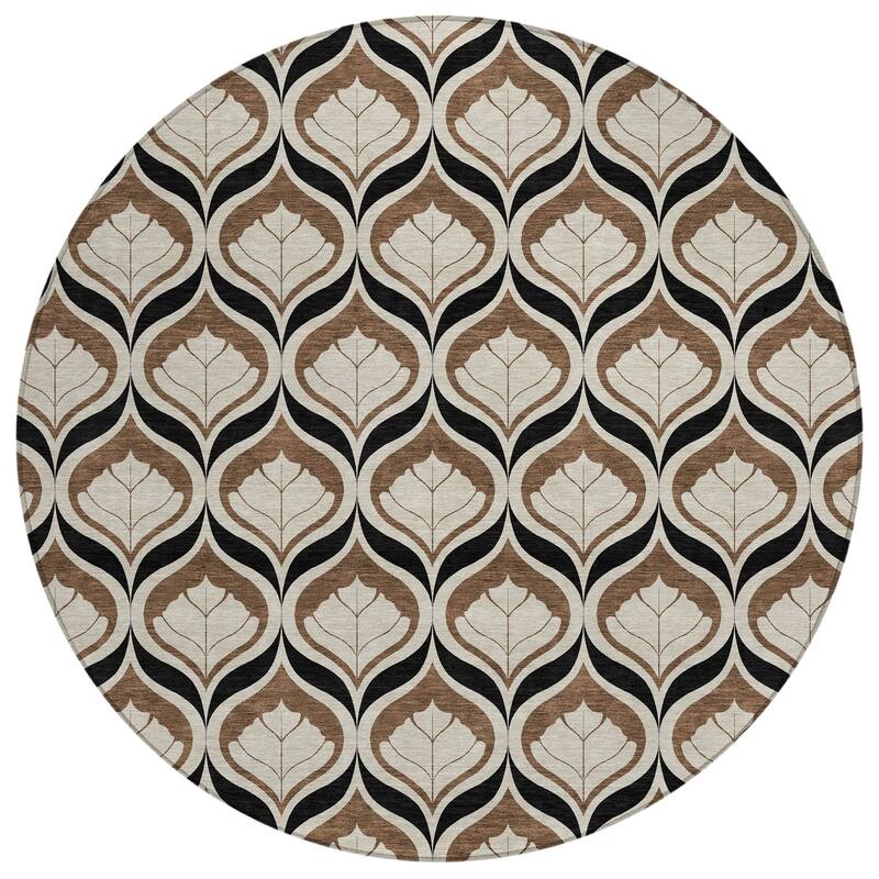 Machine Washable Indoor/ Outdoor Modern Trellis Chantille Rug