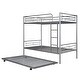 preview thumbnail 4 of 14, Twin over Twin Metal Bunk Bed With Trundle, Ladder, Silver