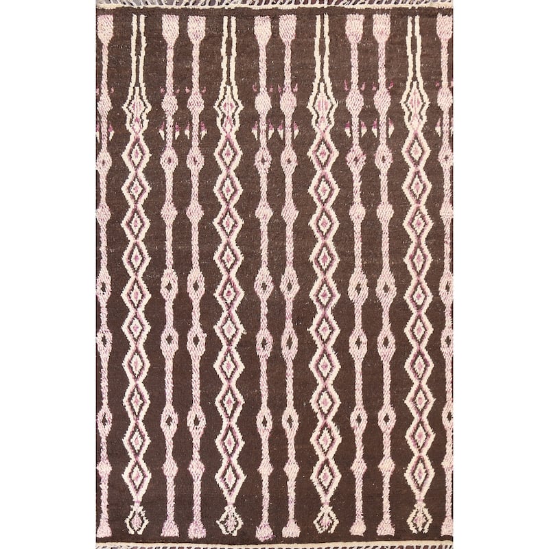 Geometric Oriental Moroccan Wool Area Rug Handmade Living Room Carpet - 7'10" x 10'9"