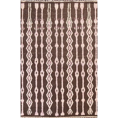 Geometric Oriental Moroccan Wool Area Rug Handmade Living Room Carpet - 7'10" x 10'9"