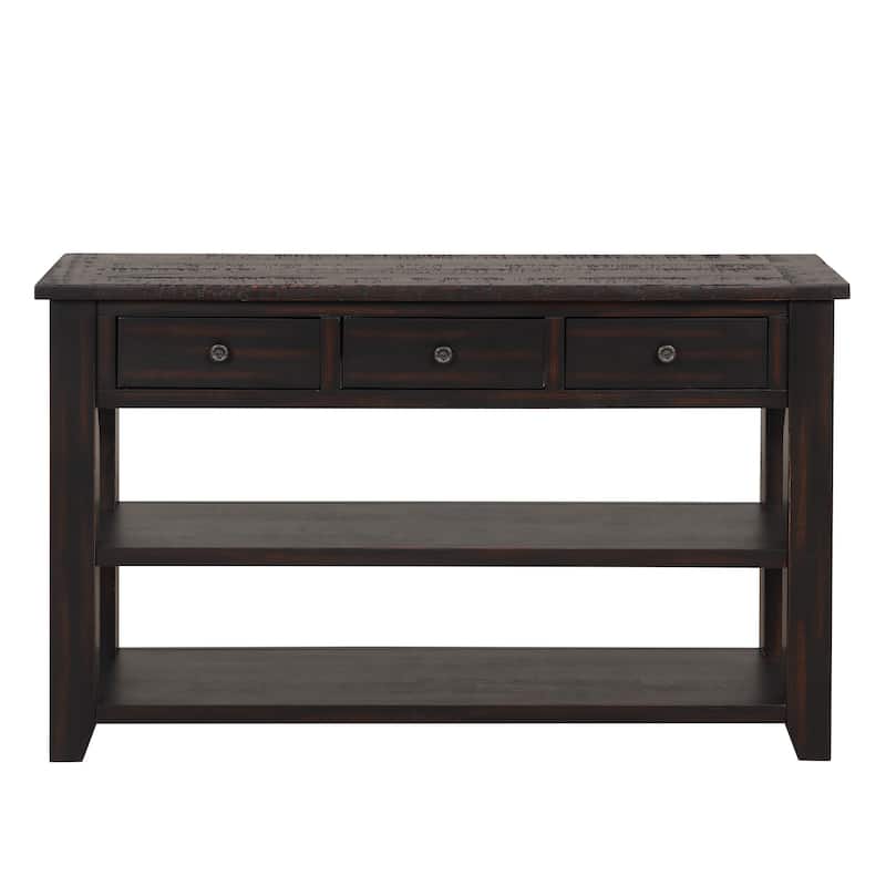 Modern Entryway Sofa Side Table Console Table with 3 Storage Drawers and 2 Shelves