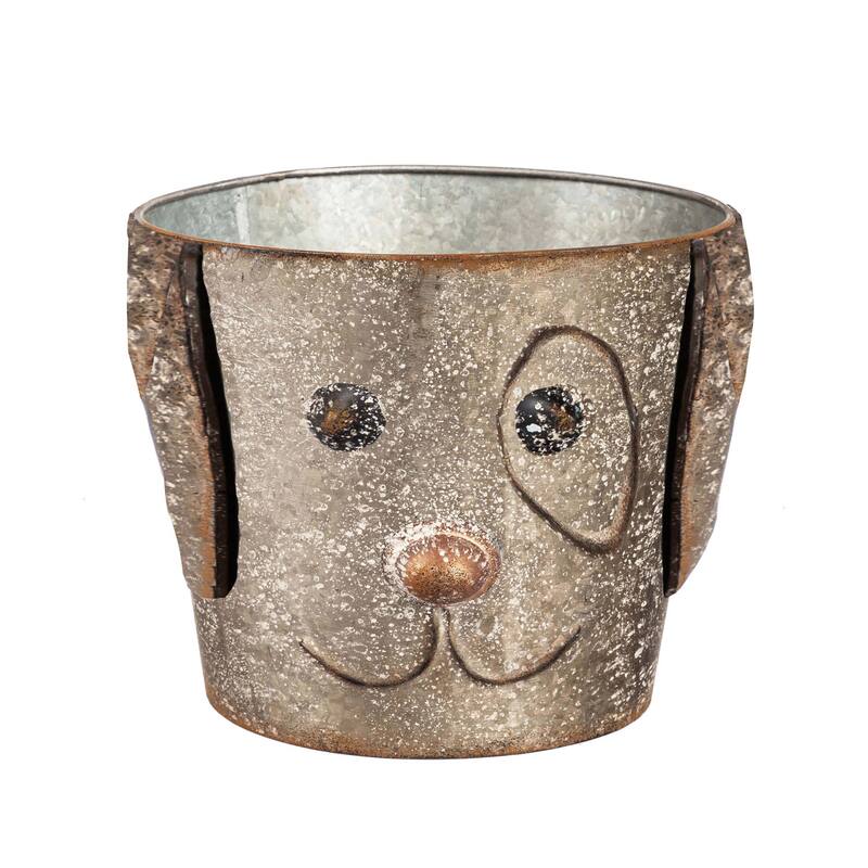 Metal Dog Bucket Planters, (Set of 3)