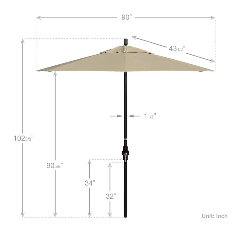 California Umbrella 7.5' Sun Master Patio Umbrella Bronze Aluminum Pole Fiberglass Ribs Crank Lift Tilt Sunbrella Cilantro