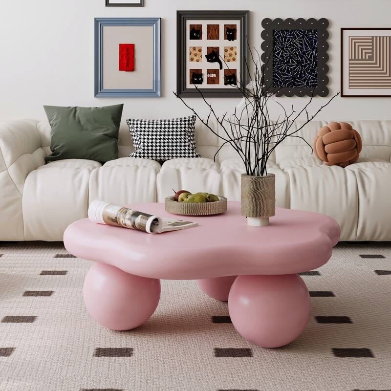 Cloud Shaped Coffee Table with 3 Ball Legs