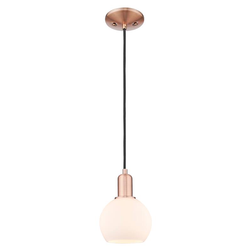 Innovations Lighting Endless Possibilities Arcadia - Athens - 1 Light 6" Cord Hung Mini Pendant - Antique Copper/Matte White