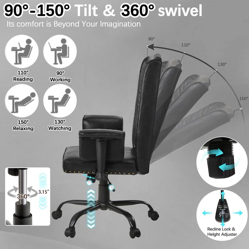 Adjustable Home Office Desk Chair Desk Chair Executive Office Chair Computer Chair Ergonomic Mid Back with 360° Swivel