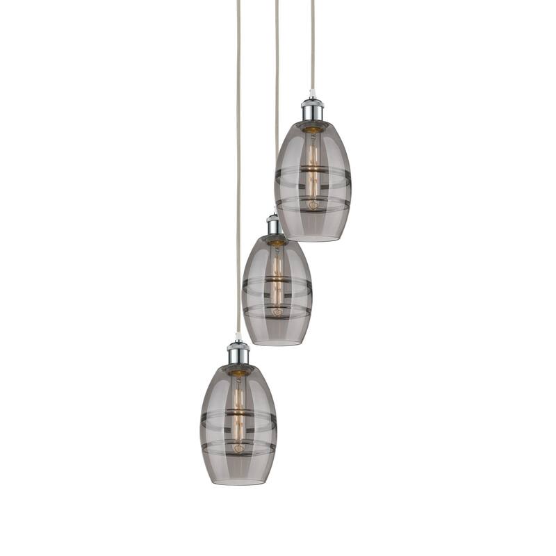Innovations Lighting 113B-3P-25-12 Vaz Pendant Vaz 3 Light 12" Wide - White Polished Chrome / Smoked