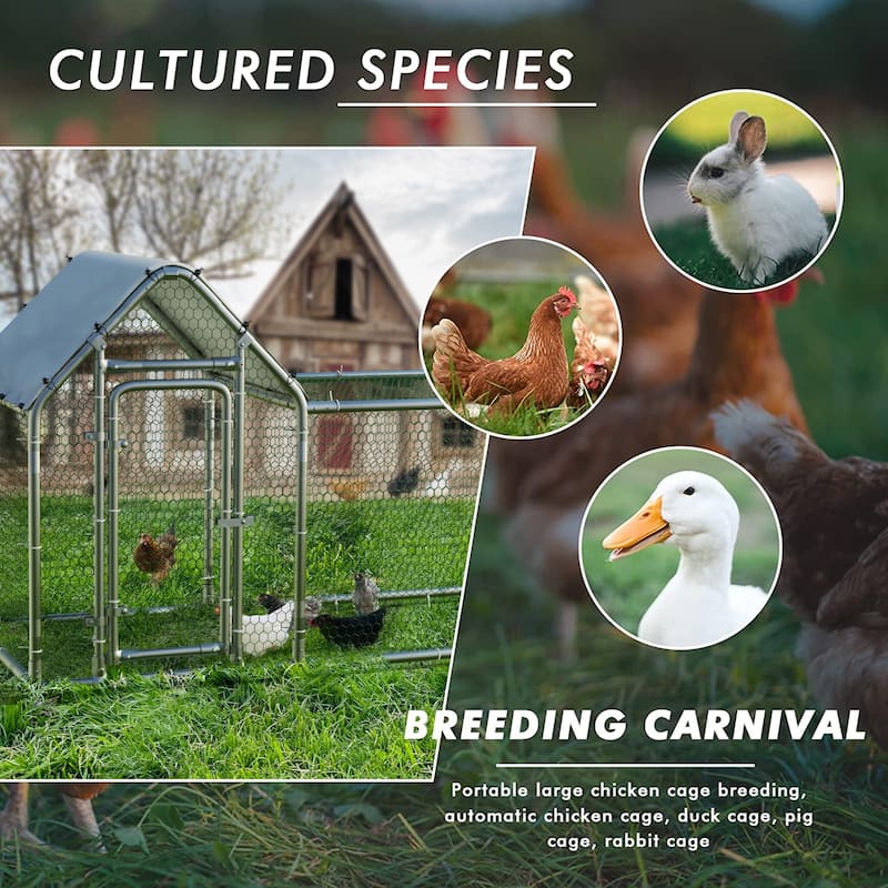 BOSSIN Bold Chicken Coop Run Large Metal Chicken Pen Outdoor,Poultry Cage Heavy Duty Walkin for Yard with Waterproof