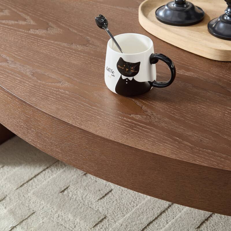 Oval Coffee Table Simple Center Table for Living Room, Walnut Side Table Sofa Table Accent Table Tea Table