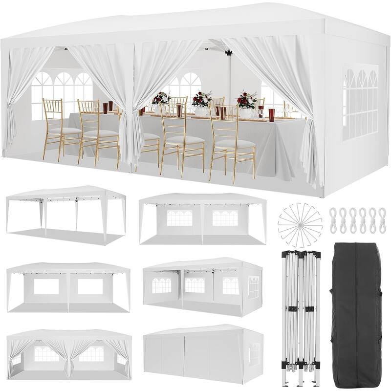 10x20 Pop Up Canopy with 6 Sidewalls UPF 50+