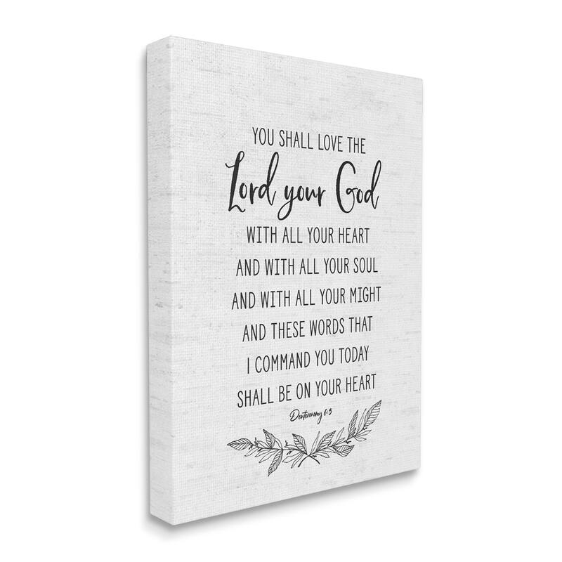 Stupell Rustic Religious Scripture Verse White Grain Pattern Canvas Wall Art, Design by Lettered and Lined