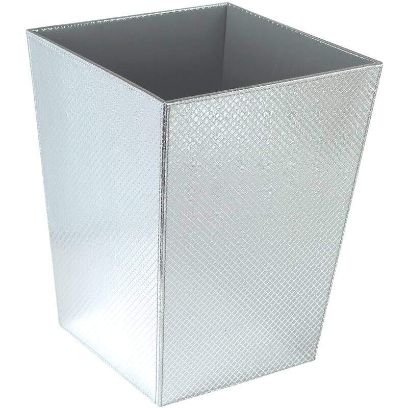 WS Bath Collections Ecopelle Leather Waste Basket - Polished Chrome