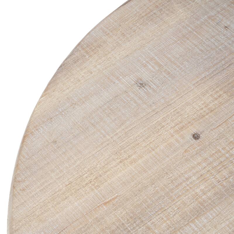 Accent Coffee Table, Antique Pedestal Table, Solid Wood Top with MGO Base for Living Room