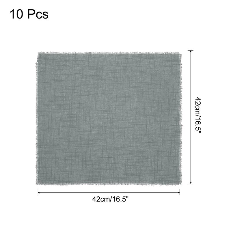 10pcs Cloth Napkins 16.5x16.5 Inches Cotton Linen Napkins with Fringe - Grey