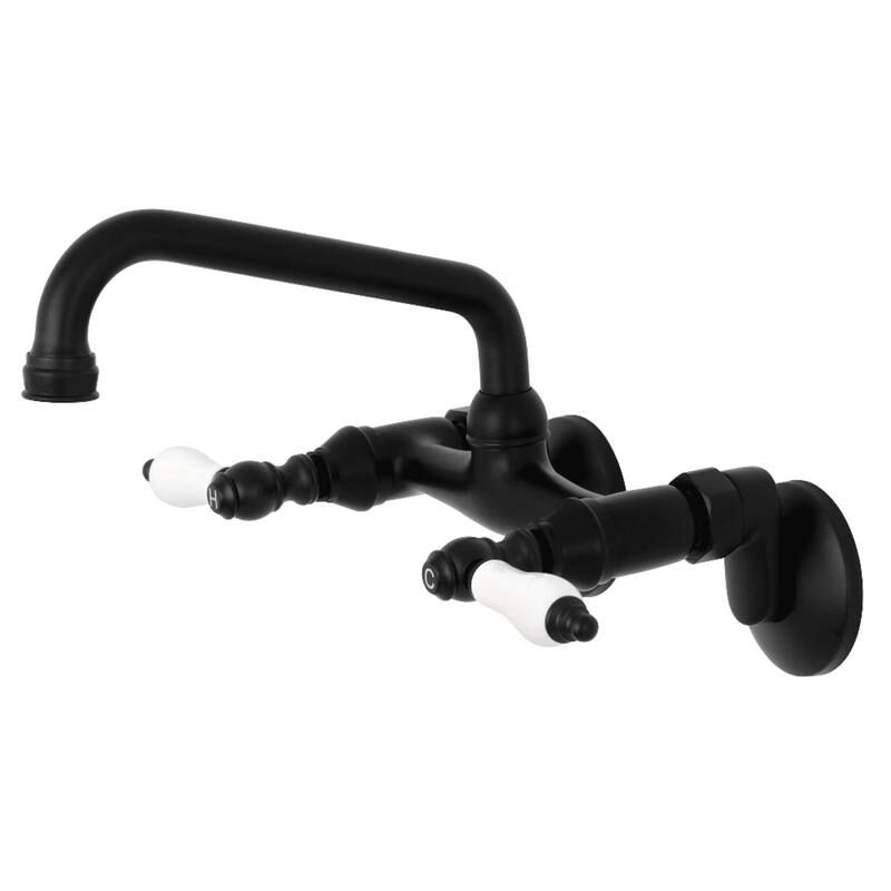Kingston Brass Two-Handle Wall Mount Kitchen Faucet - Matte Black