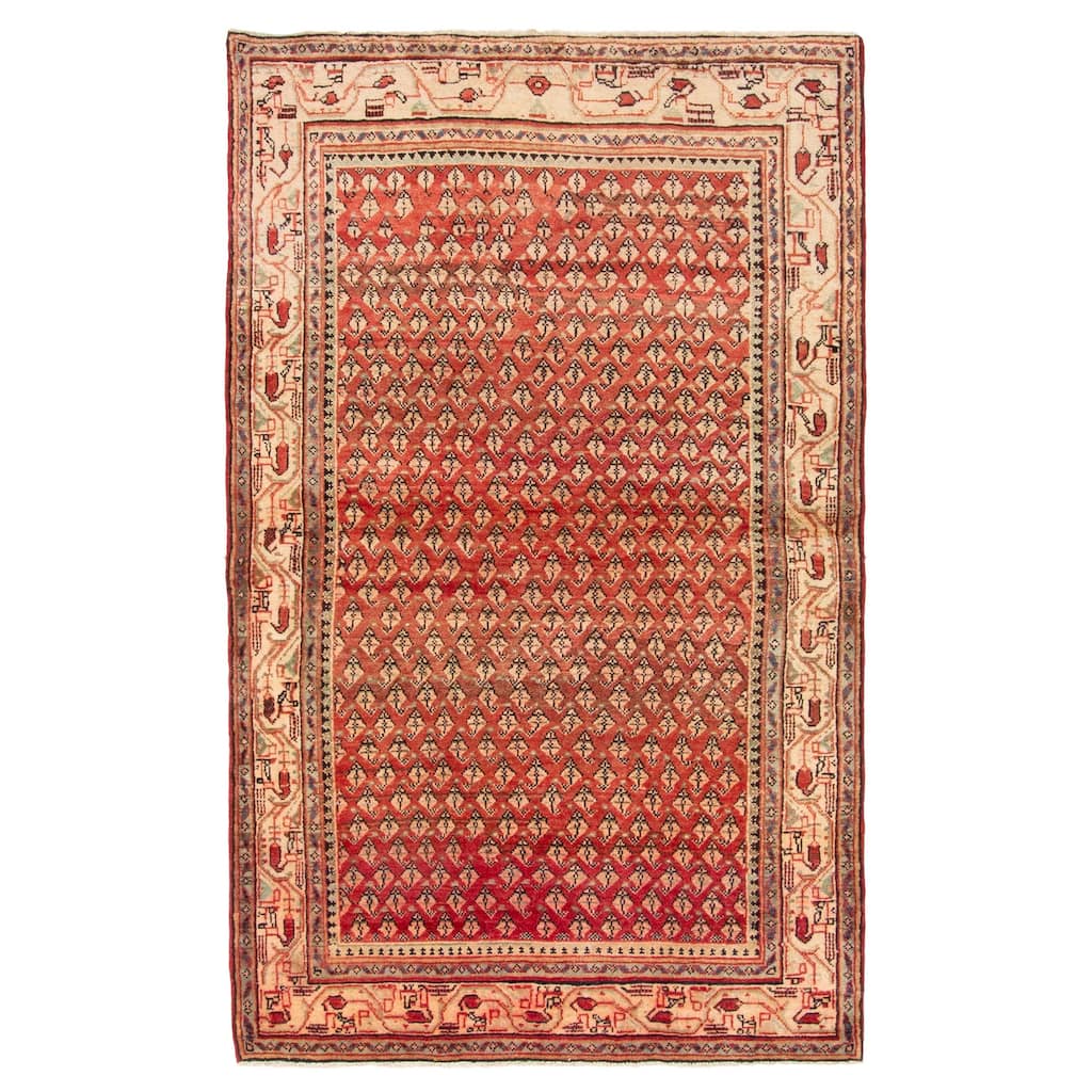 ECARPETGALLERY Hand-knotted Andelz Red Wool Rug - 4'2 x 6'10