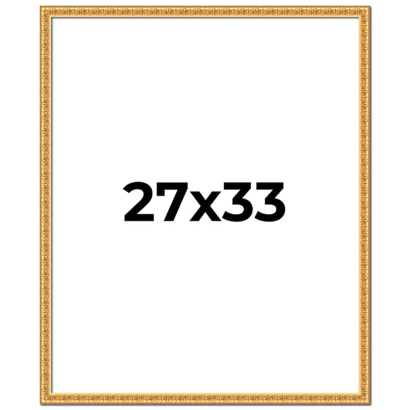 27x33 Frame Gold Real Wood Picture Frame Width 1 inches | Interior