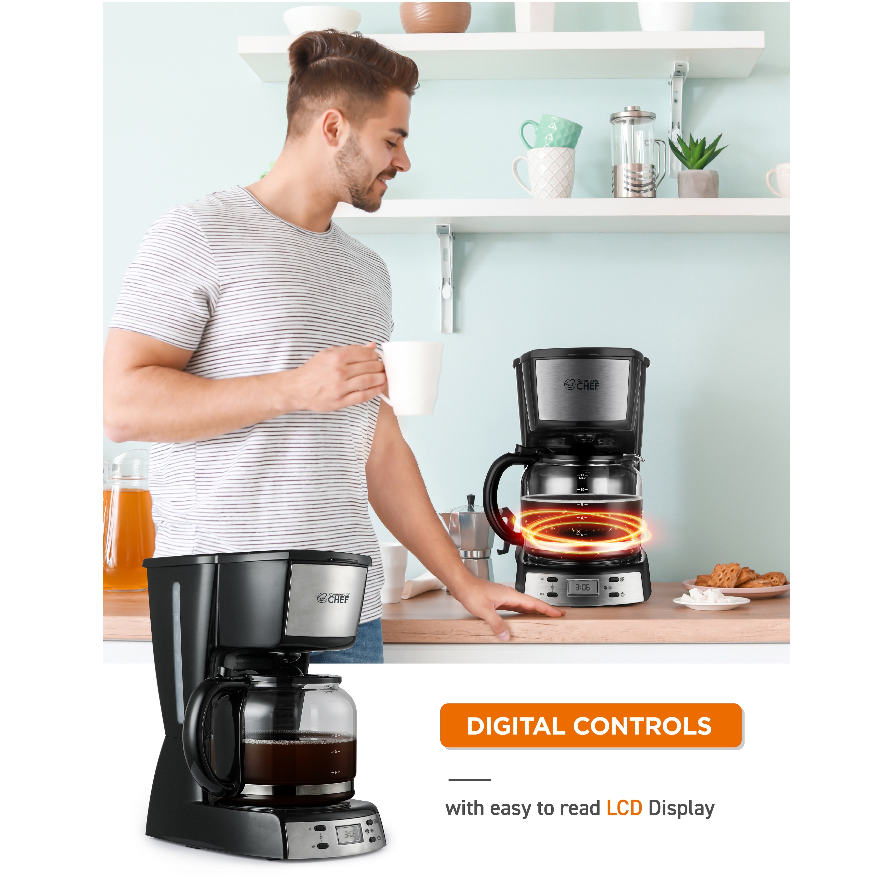 COMMERCIAL Chef Coffee Maker with Nylon Coffee Filter Black