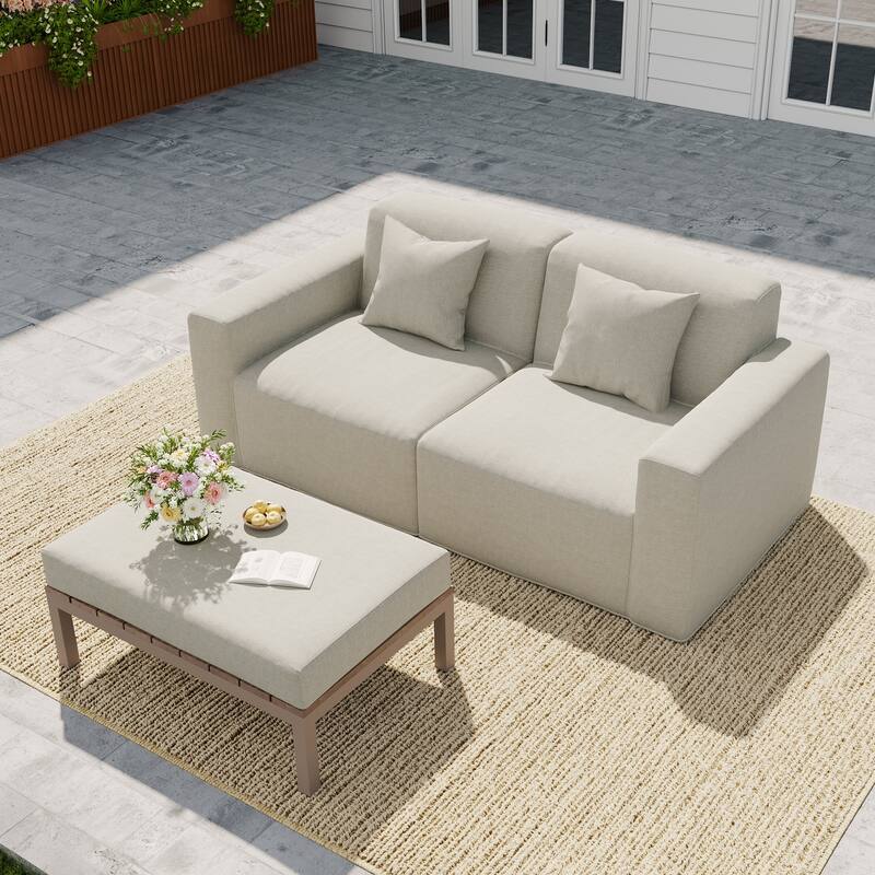 No Assembly Couch Outdoor Patio Modular Sofa with Coffee Table