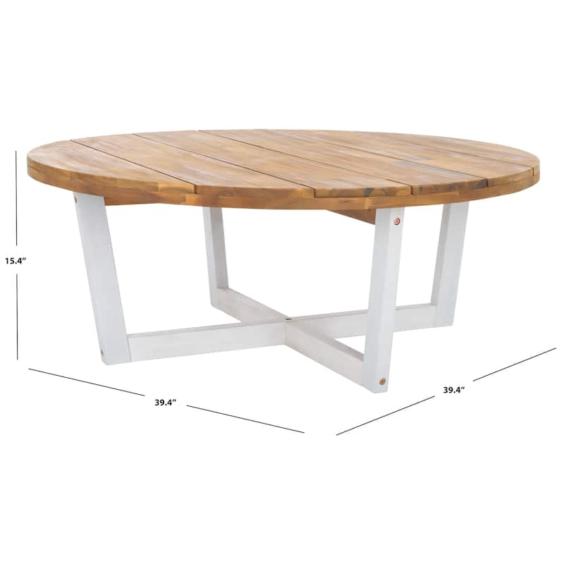 SAFAVIEH Outdoor Living Leo Round Coffee Table 4 Legs - 39Wx39Dx15H
