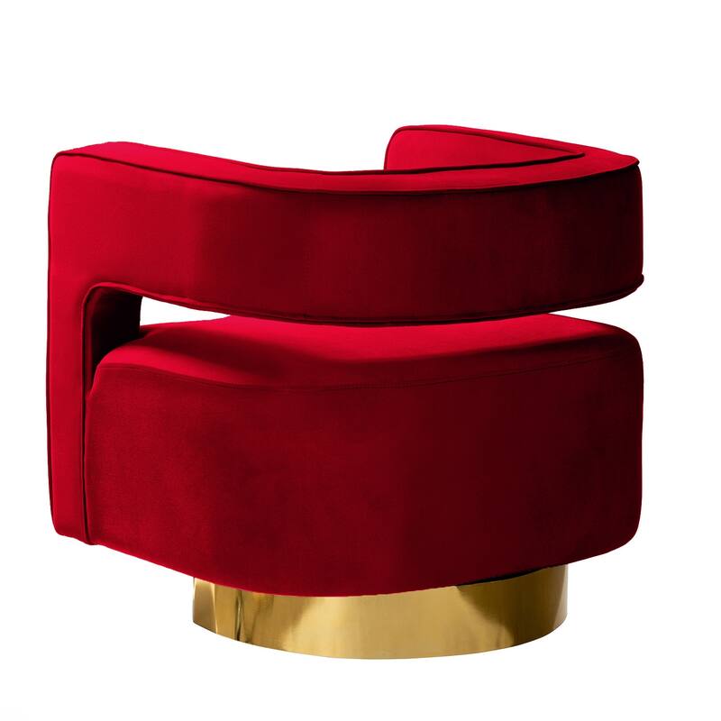 Carisa Modern Upholstered Swivel Open-Back Barrel Chair with Golden Base by HULALA HOME