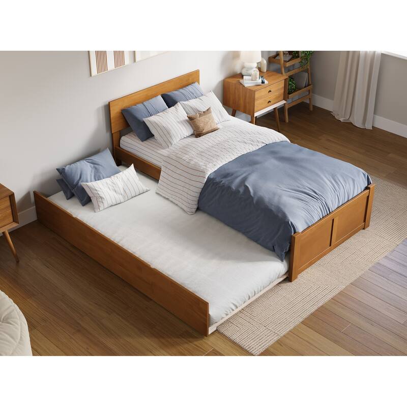 AFI Orlando Platform Bed with Footboard & Twin XL Trundle