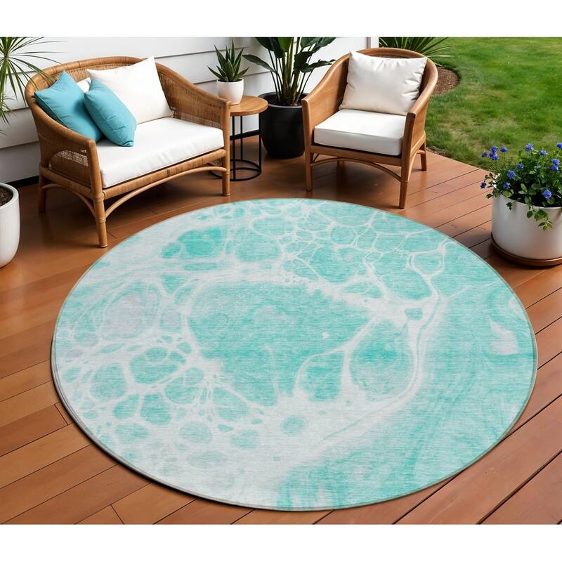 HomeRoots Nautical Transitional Rectangle Outdoor Rug - 8' Round