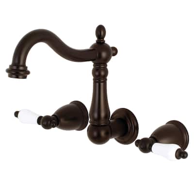 Heritage Two-Handle 3-Hole Wall Mount Bathroom Faucet