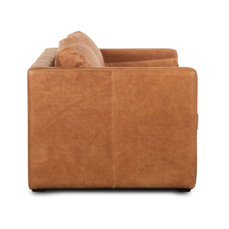 Poly & Bark Napa 82" Leather Pull-Out Convertible Sleeper Sofa - Full Grain Genuine Italian Leather