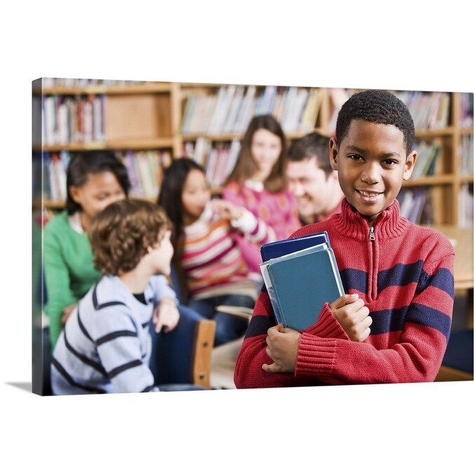 Shop Boy In Library With Group Of Students And Teacher Canvas Wall Art Free Shipping Today Overstock 21002197