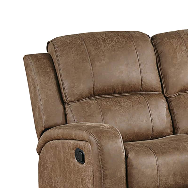 Leather-Like Fabric Upholstered Manual Motion Loveseat