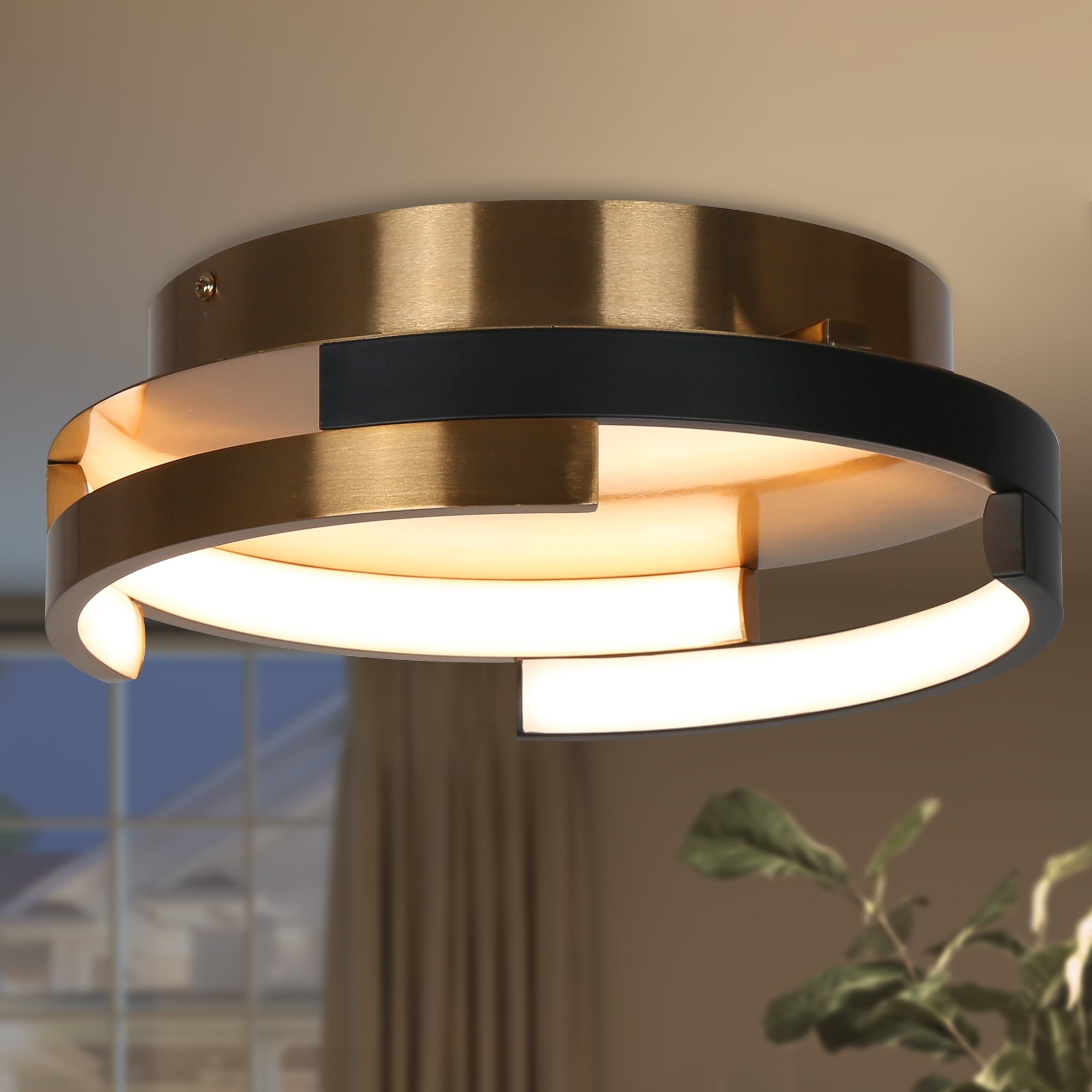 Black and gold flush mount ceiling light discount