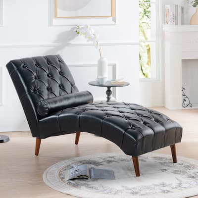 Christopher Knight Home - Arlo Upholstered Chaise Lounge with Rolling Pillow and Birch Legs