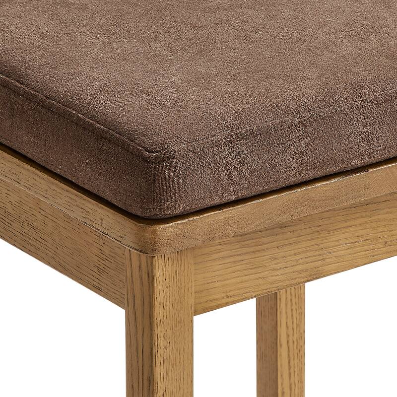 Jax Oak Wood Counter Stool With Wavy Razor Back and Cushion