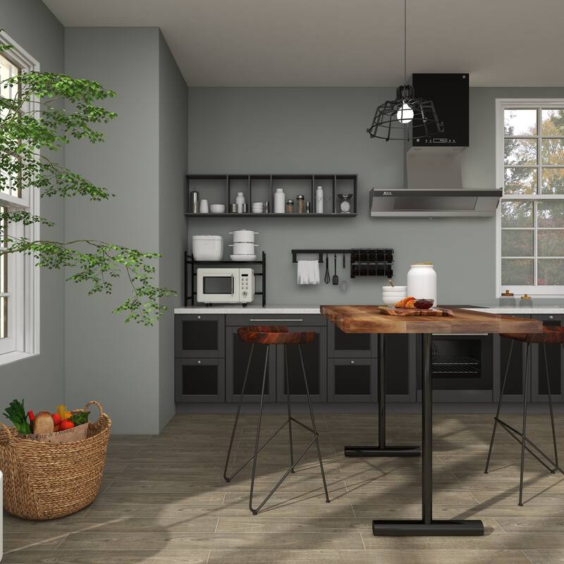 Brown Metal Bar Stool with Wood Seat