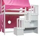 preview thumbnail 19 of 36, Playhouse Full Size Bunk Bed with Slide Pink Tent and Tower, Pink
