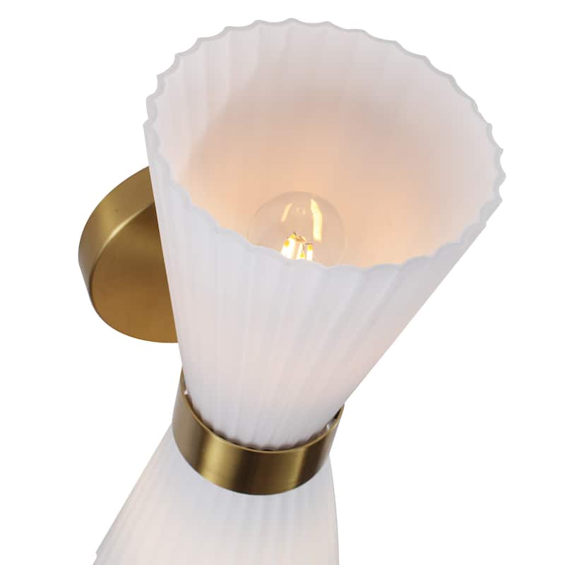 2-Light Modern Brushed Brass & Frosted Glass Wall Sconce (Set of 2) - N/A