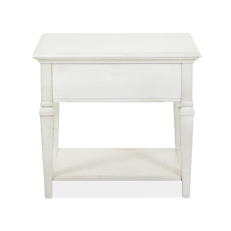 Magnussen Home Newport Alabaster Rectangular End Table - 20''W x 26''D x 24''H