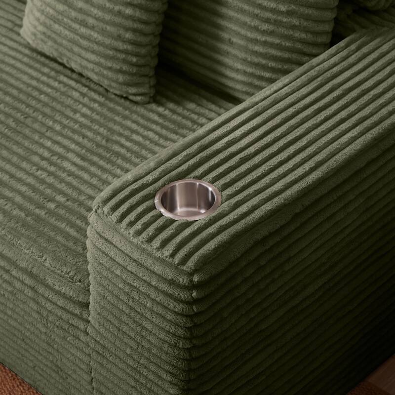 102.76" Corduroy Cloudy L Shaped Sofa with Chaise