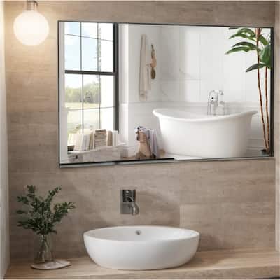 60" x 36" Modern Rectangle Bathroom Mirror with Aluminum Frame