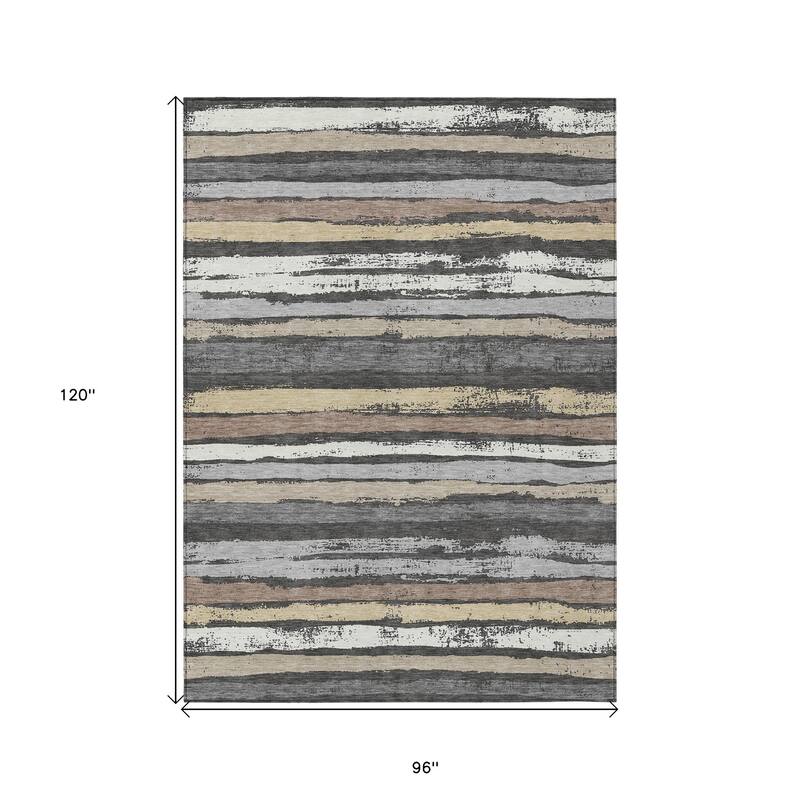 HomeRoots Striped Transitional Rectangle Outdoor Rug