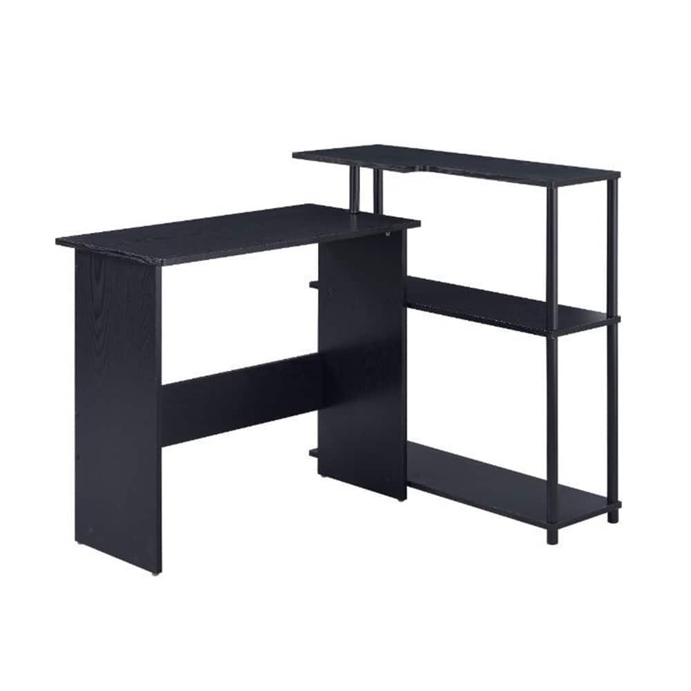 Rectangular Writing Desk with Side Shelf, Black