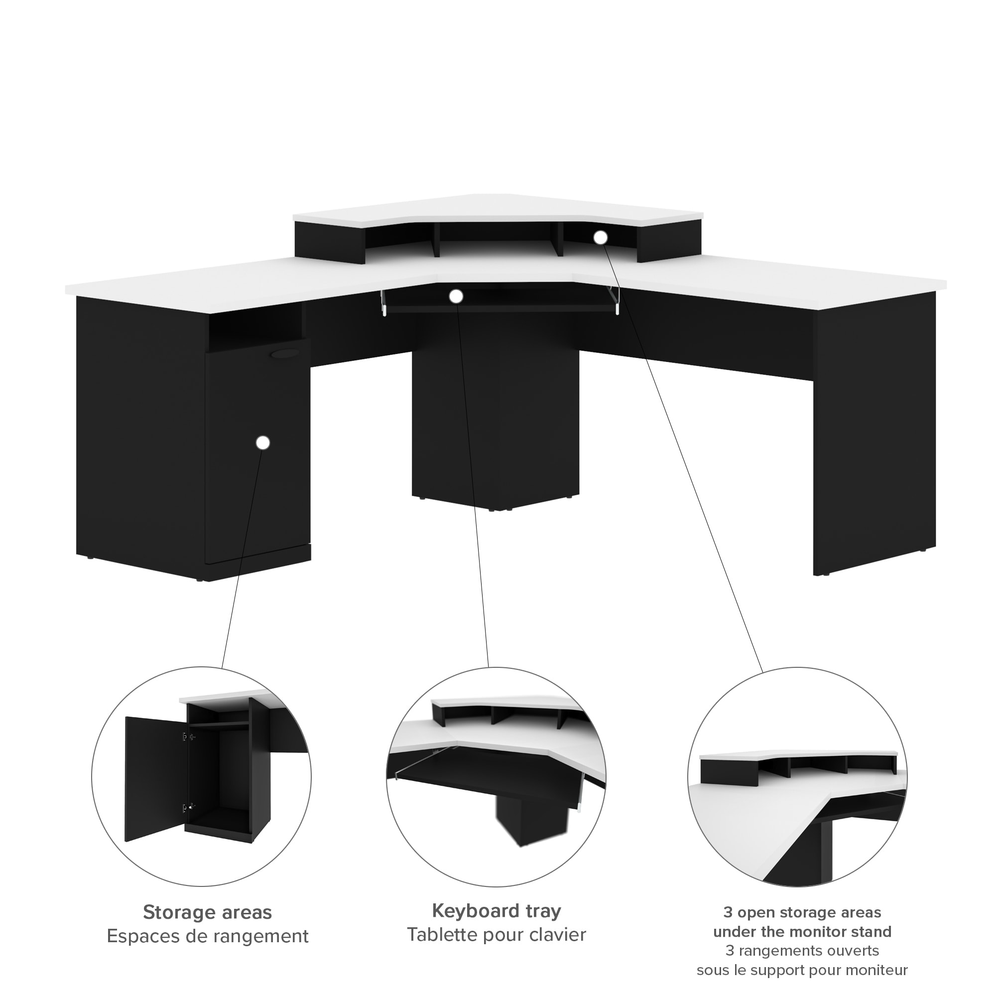 With the corner design it's a great space saver. bestar hampton corner computer desk