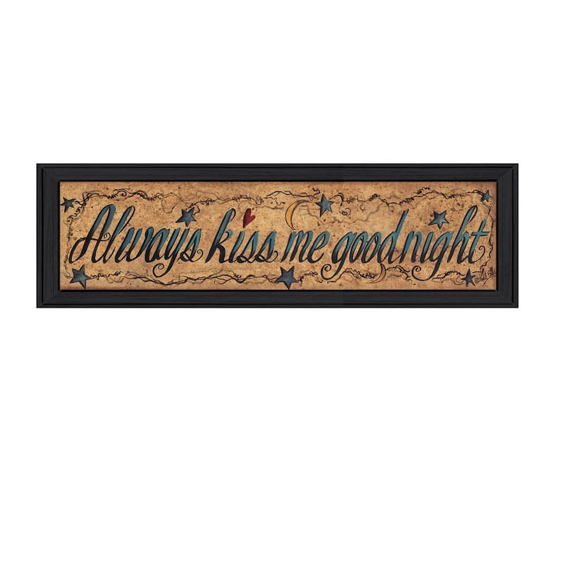 TrendyDecor4U Traditional "Always Kiss Me Goodnight" Framed Print Wall Art by Gail Eads
