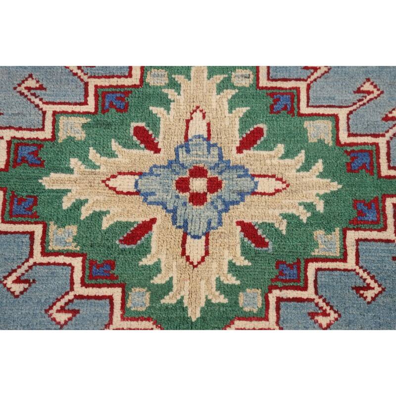 Light Blue Kazak Oriental Rug Hand-Knotted Living Room Wool Carpet - 4'10" x 6'7"