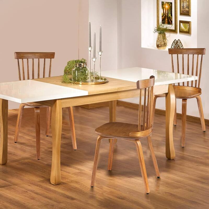 Wood Dining Chairs Set of 2/4/6 Farmhouse Spindle Back, Widen Seat, Modern Mid-Century Country Style
