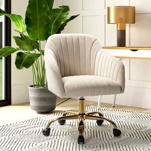 HULALA HOME Modern Upholstered Adjustable Swivel Office Chair
