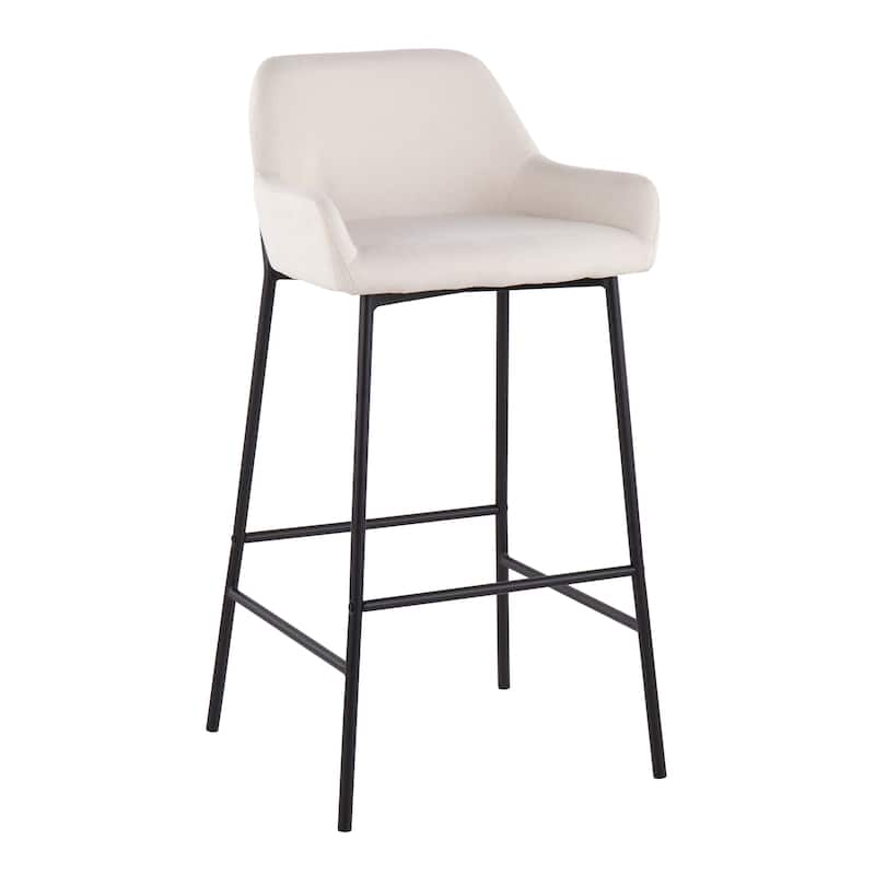Carbon Loft Galotti Black Fixed-Height Upholstered Bar Stool - Set of 2 - Cream Fabric