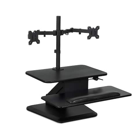 Sit Stand Standing Desk Converter with Dual Monitor Mount Combo